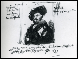 EN: Rembrandt's sketch of Raphael's Baldassarre Castiglione IT: Schizzo di Rembrandt del Baldassarre Castiglione di Raffaello FR: Esquisse par Rembrandt du Baldassarre Castiglione de Raphaël